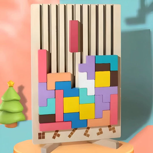 Lasten Montessori-puinen Pinoamispeli Tetris 5