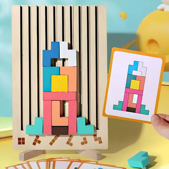 Lasten Montessori-puinen Pinoamispeli Tetris 6