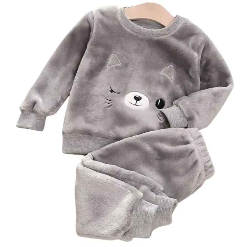 Lasten Pyjama Kaksiosainen Setti Talvinen Fleece 0
