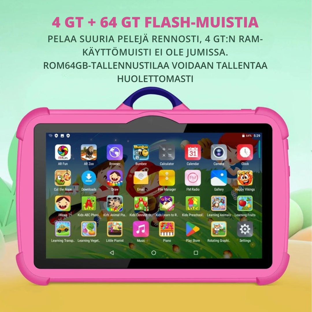 Lasten Tabletti 7.0 Tuumaa Neliydin 4GB RAM 64GB ROM Kestävä Muovi