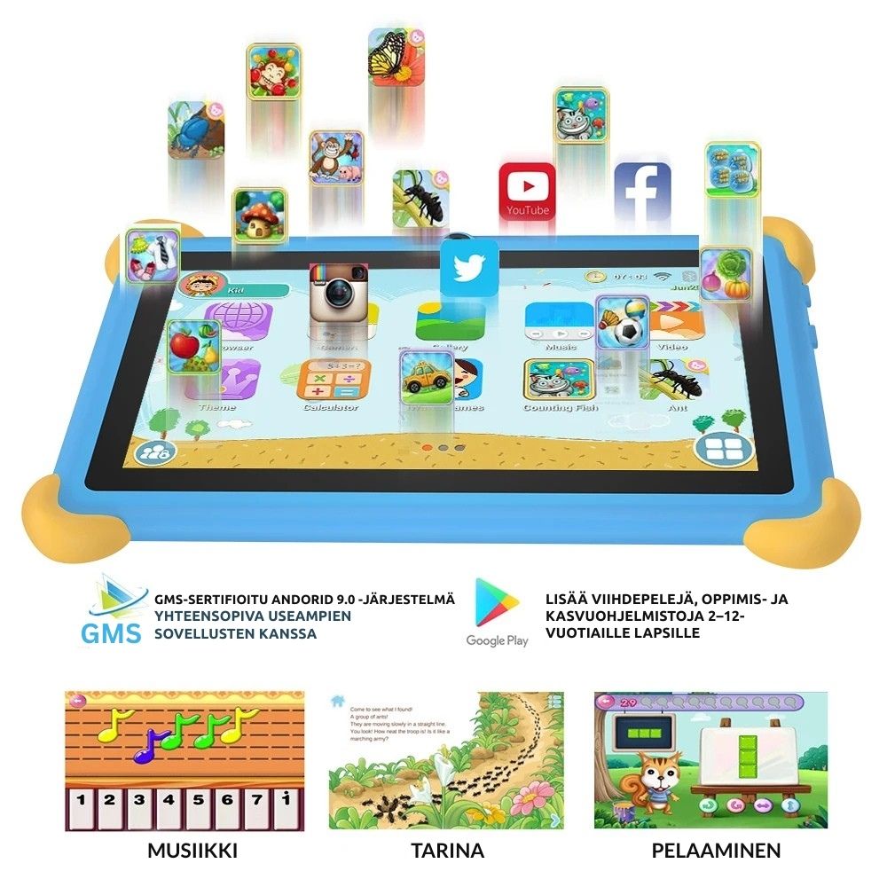 Lasten Tabletti 7 Tuumaa 4GB RAM 64GB ROM Android 12 8