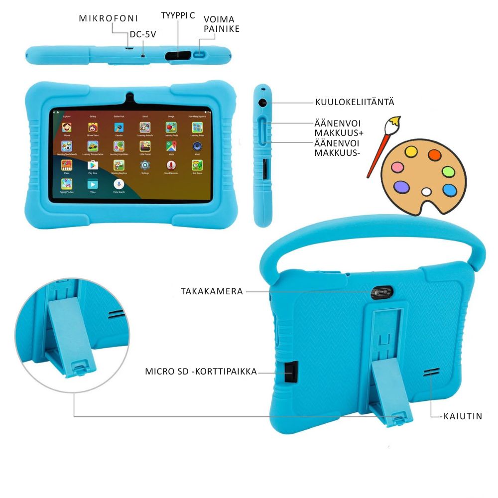 Lasten Tabletti 7 Tuumaa Android 12 2GB RAM 32GB Tallennus – Belleza-fi
