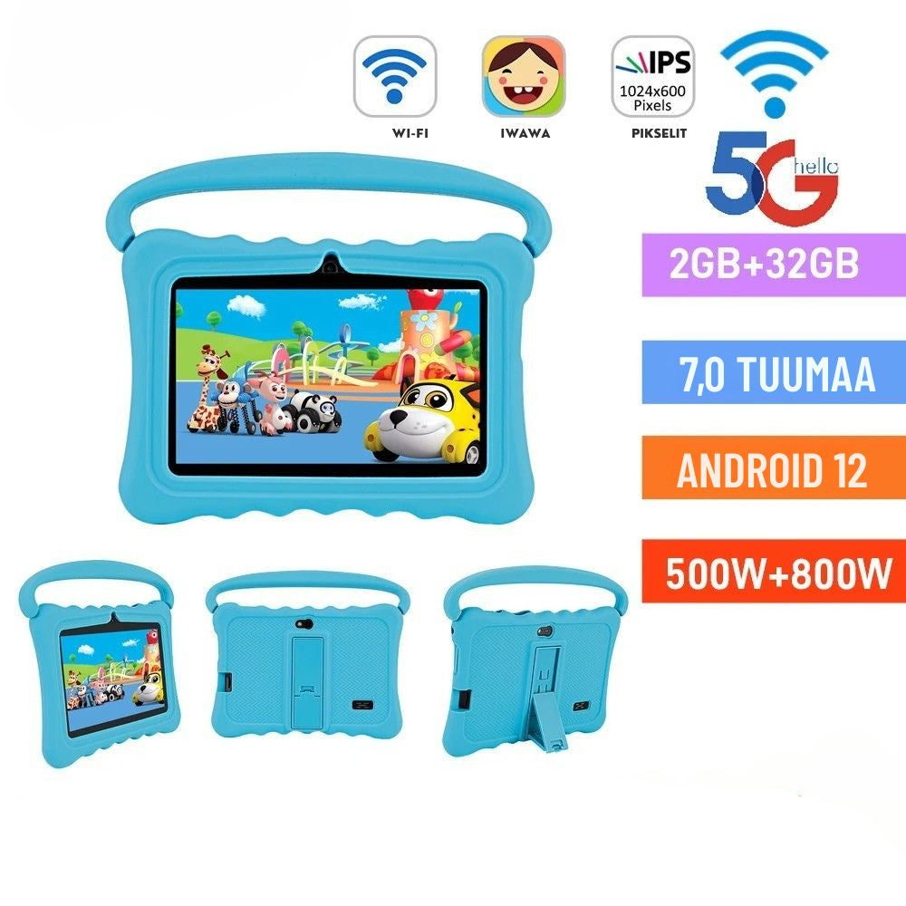 Lasten Tabletti 7 Tuumaa Android 12 2GB RAM 32GB Tallennus 6