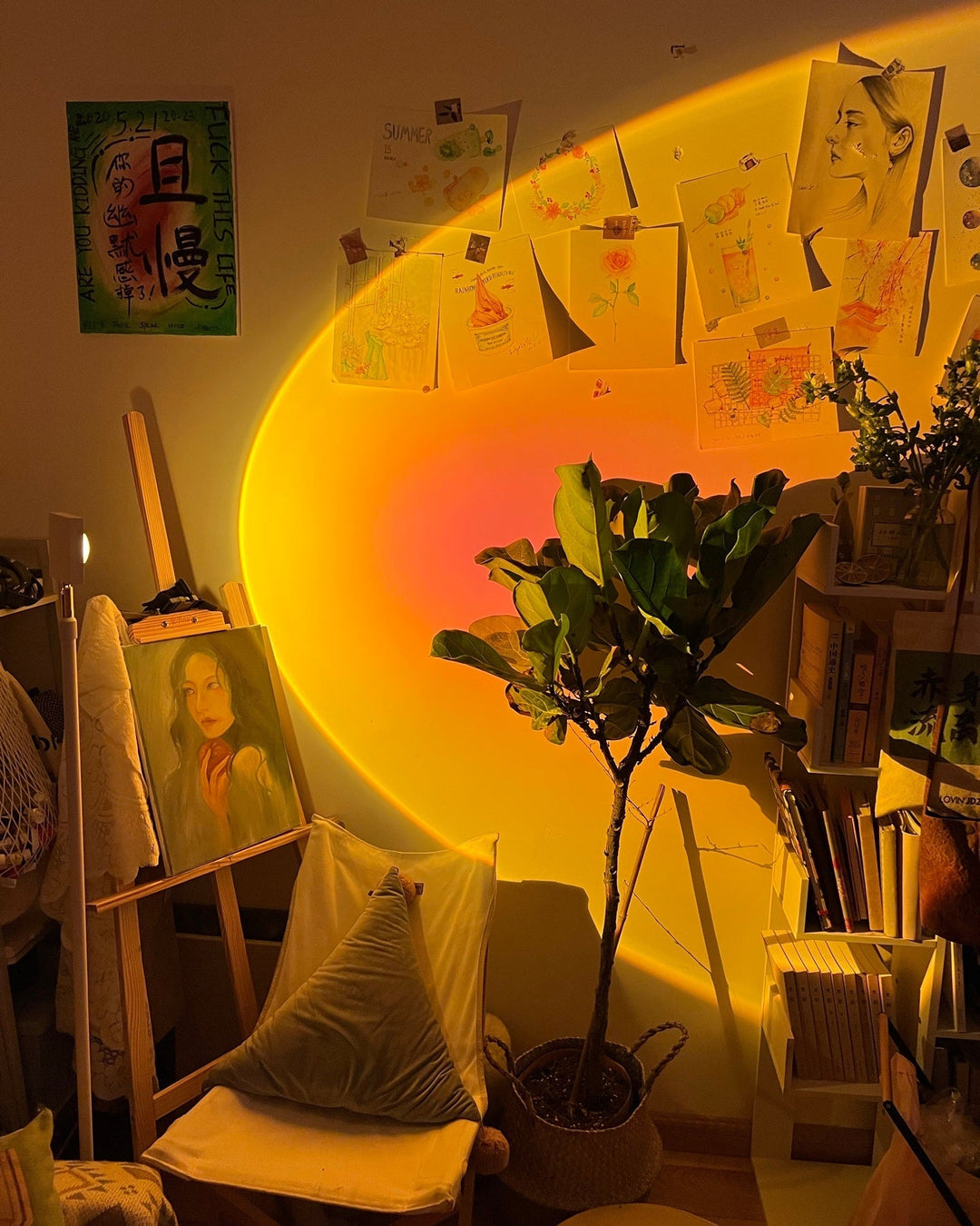 Lattiavalaisin Minimalistinen Auringonlaskun Tehosteella 7