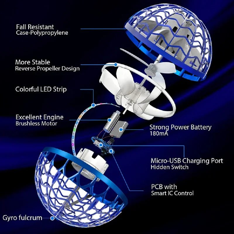 Lentävä Gyroskooppi LED-valoilla Innovatiivinen 360° Ohjaus 7