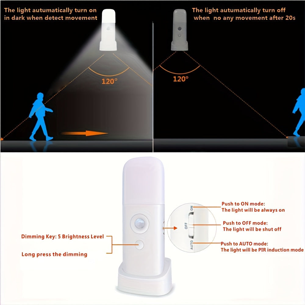Liiketunnistimella varustettu LED-yölamppu säädettävällä kirkkaudella 7