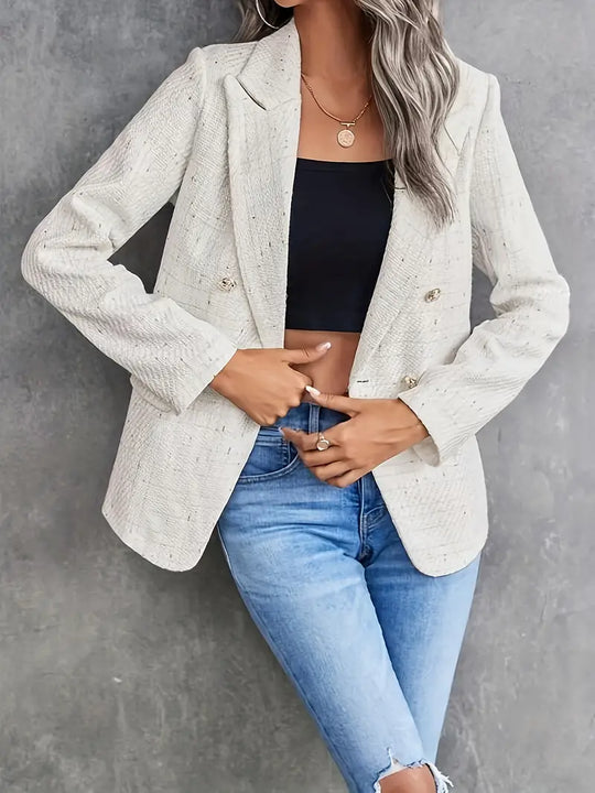 Naisten Tweed Bleiseri Kevyt Ajaton Muotoilu-2