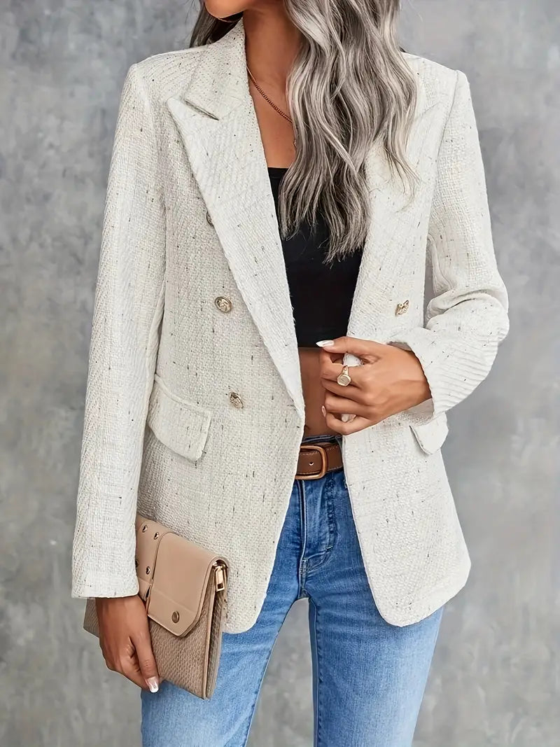 Naisten Tweed Bleiseri Kevyt Ajaton Muotoilu-4