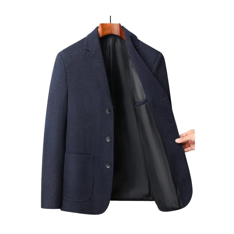 Miesten Blazer Ullasekoitus Klassinen Muotoilu Hackattu Lapel 0