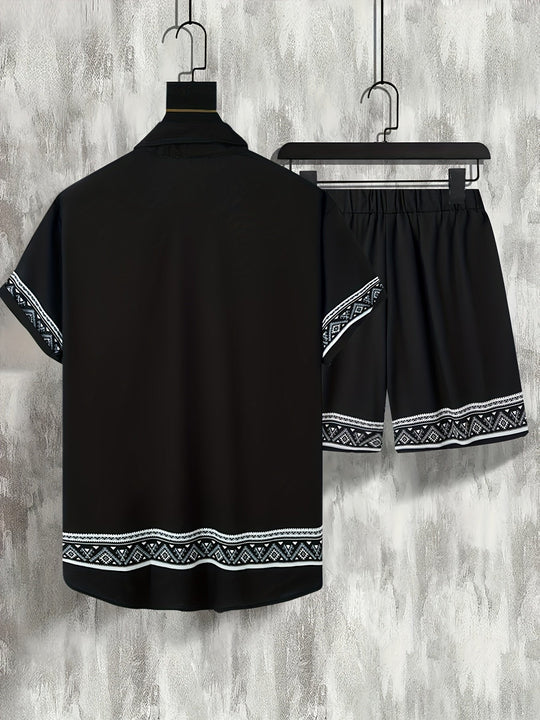 Miesten Boho Kesäsetti Rento Paita ja Shortsit 3