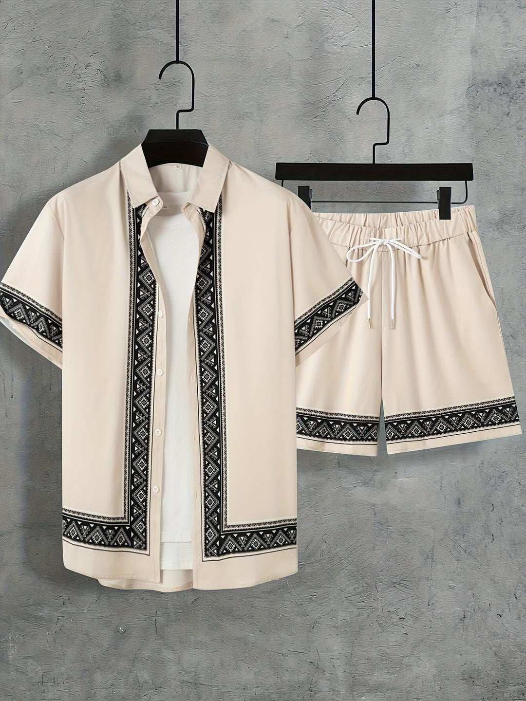 Miesten Boho Kesäsetti Rento Paita ja Shortsit 6