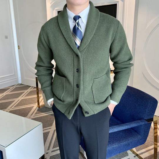 Miesten Cardigan Rypytetty Neule Käänteellä 2