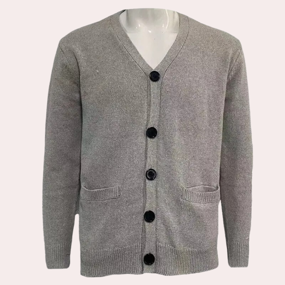 Miesten Cardigan V-kaula-aukolla Napilla Pehmeä Materiaali 2