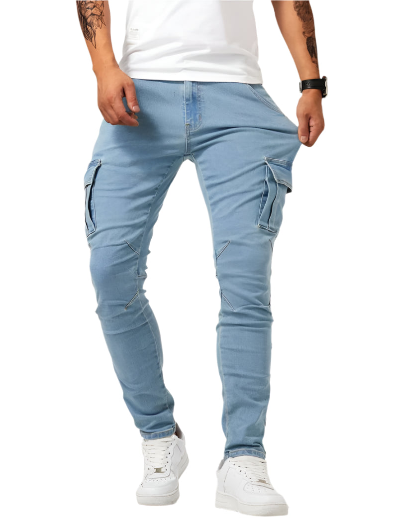 Miesten Cargo Farkut Mukautuva Denim 0