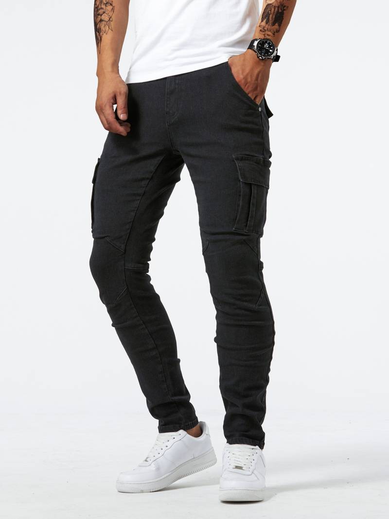 Miesten Cargo Farkut Mukautuva Denim 2