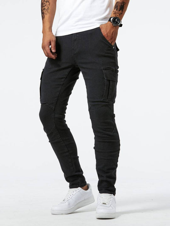Miesten Cargo Farkut Mukautuva Denim 2