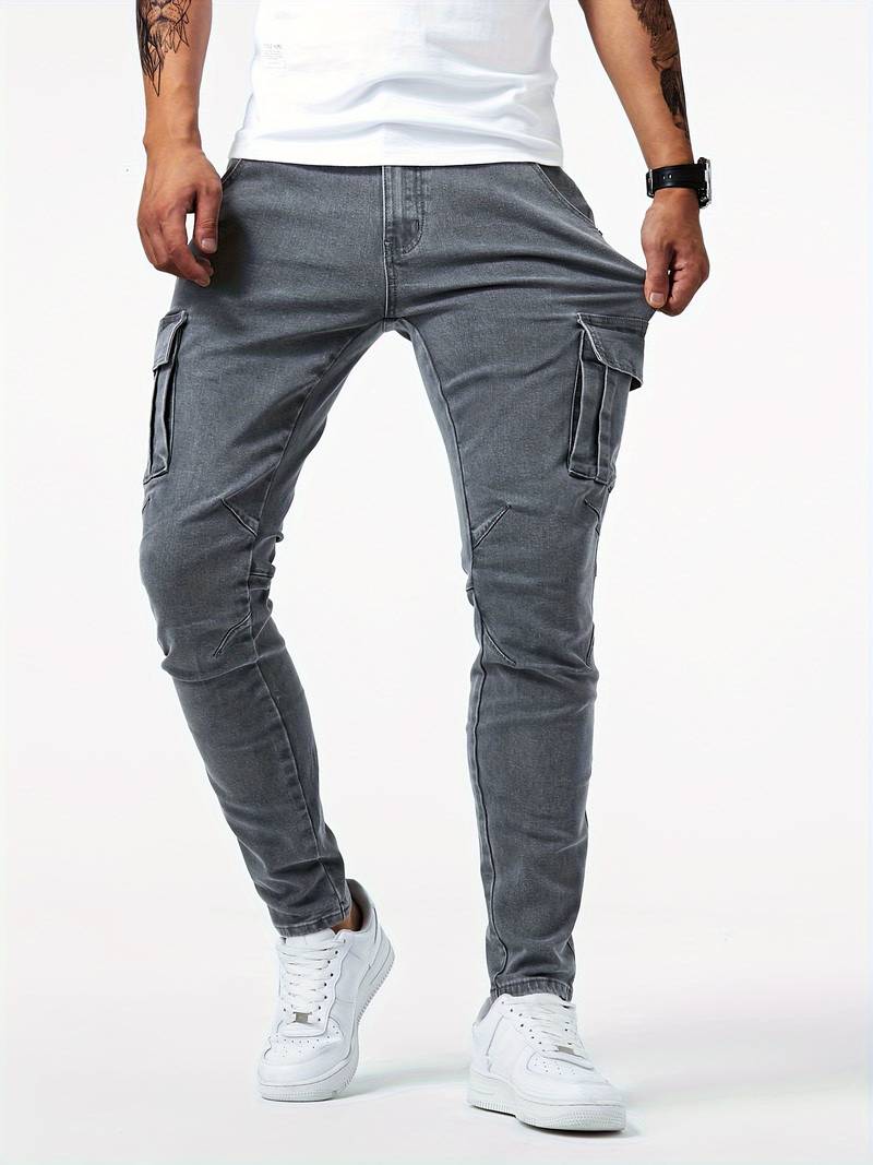 Miesten Cargo Farkut Mukautuva Denim 4
