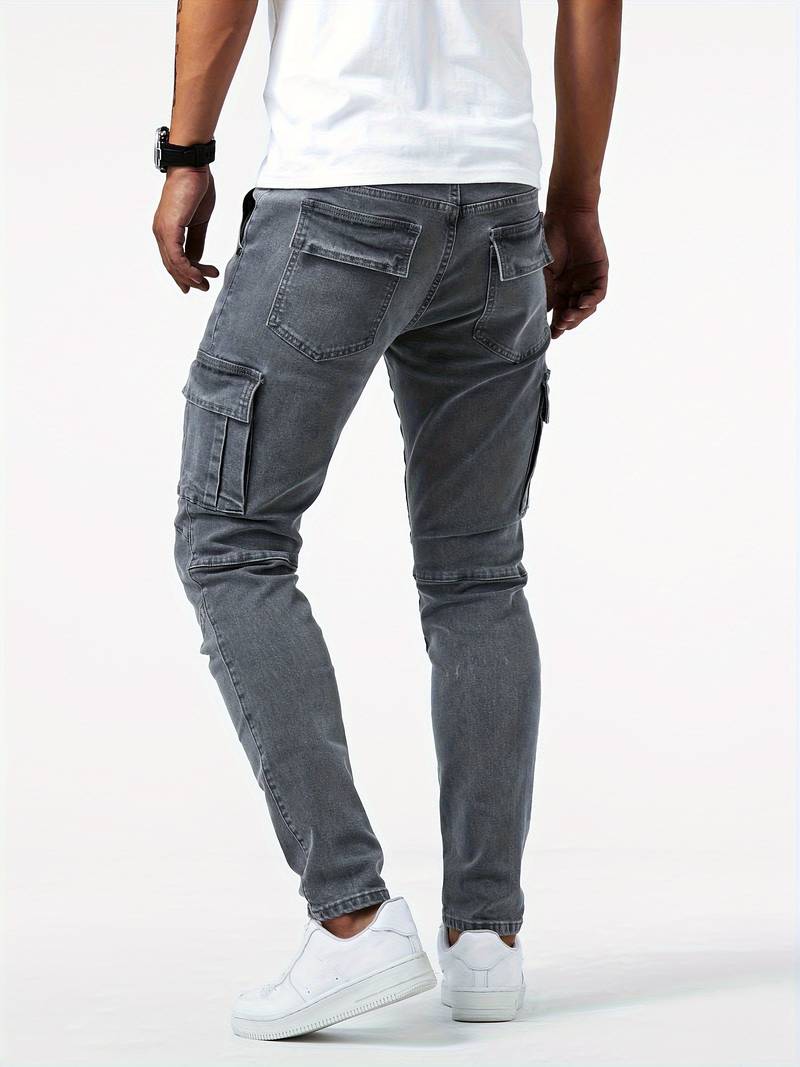 Miesten Cargo Farkut Mukautuva Denim 5