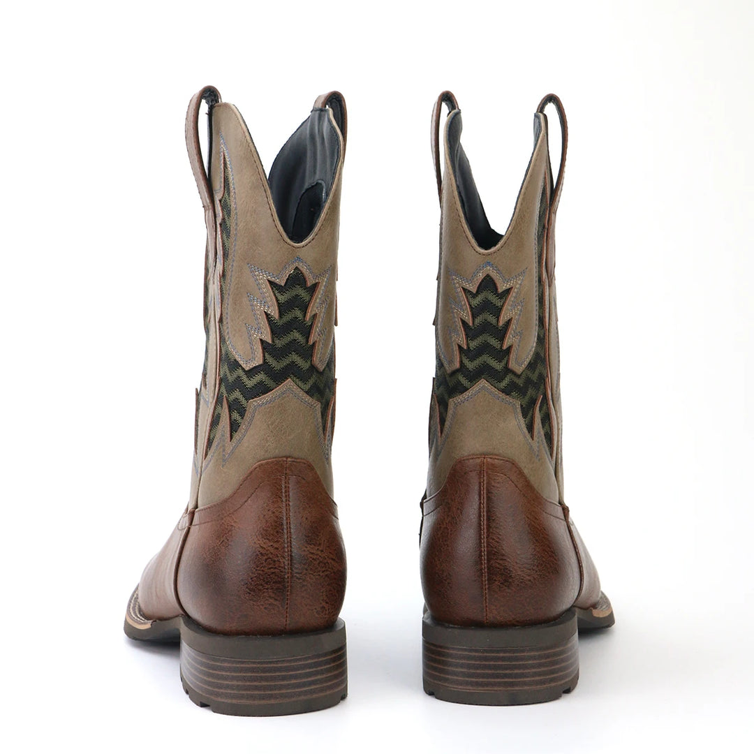 Miesten Cowboy-kengät Vintage Kirjailtu Nahka 1
