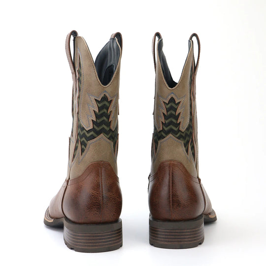 Miesten Cowboy-kengät Vintage Kirjailtu Nahka 1
