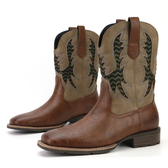 Miesten Cowboy-kengät Vintage Kirjailtu Nahka 2