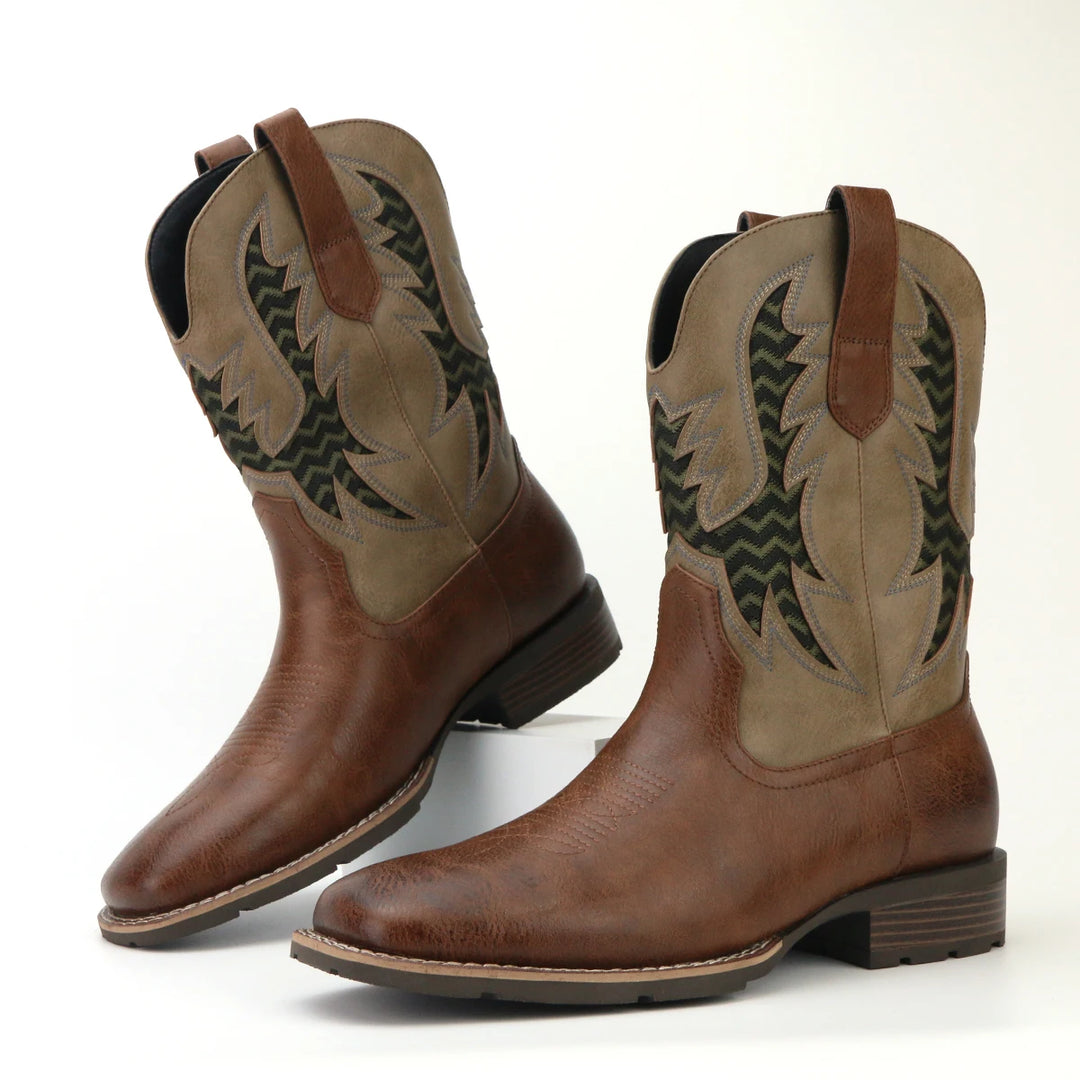 Miesten Cowboy-kengät Vintage Kirjailtu Nahka 3