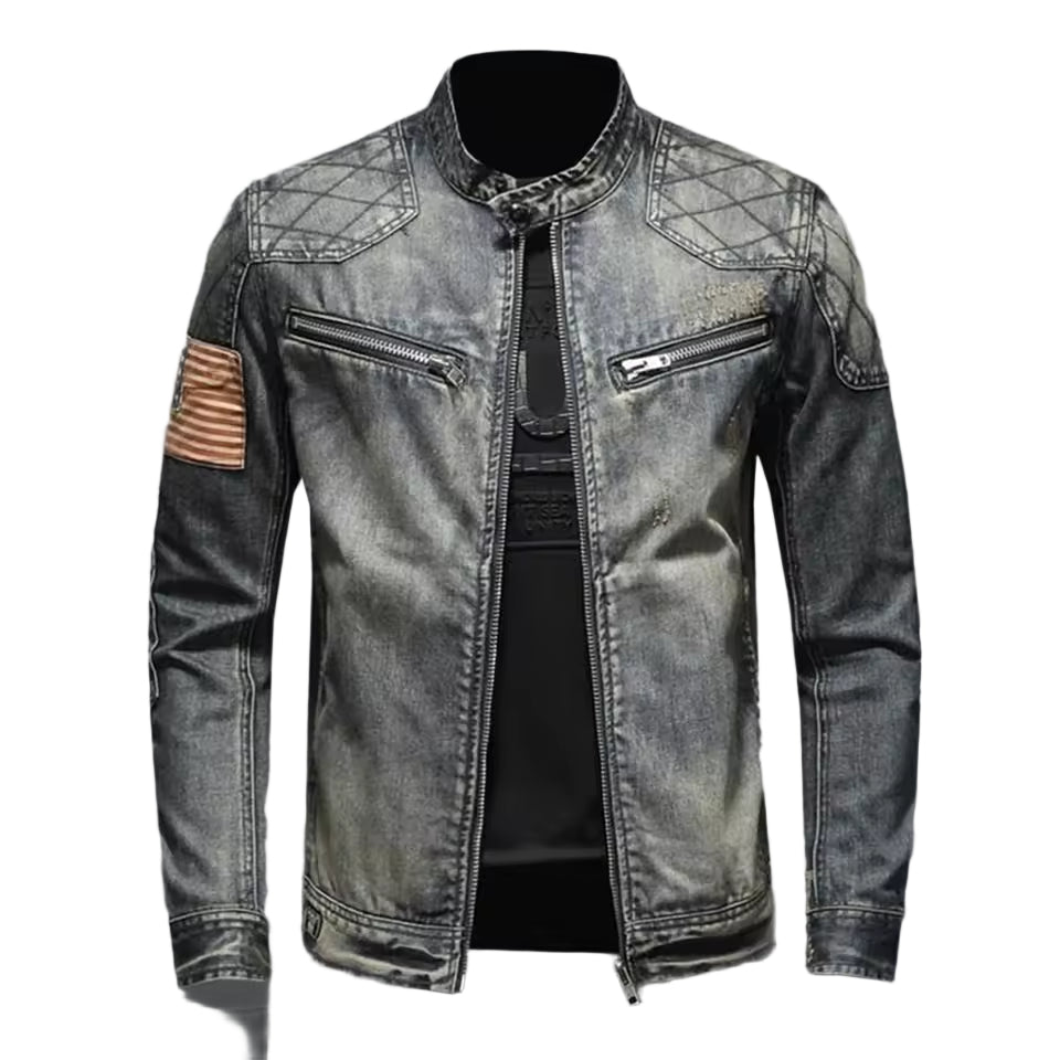 Miesten Denim-takki Slim Fit Vetoketjulla 0