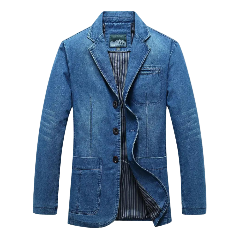 Miesten Denim Blazer Rentoon Tyyliin 0