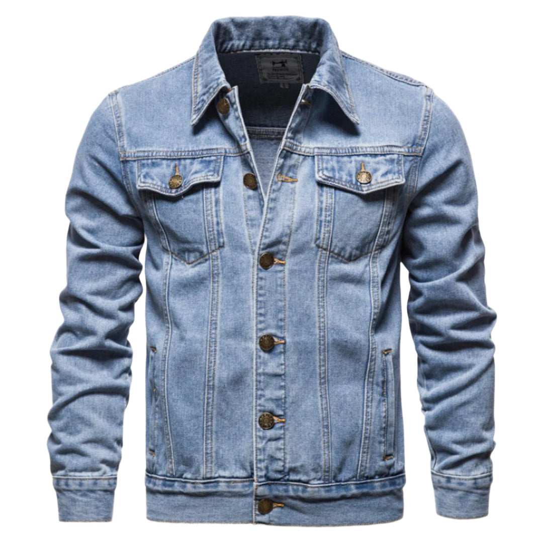 Miesten Denim Takki Pesemätön Tyylillä Kestävä Denim 0