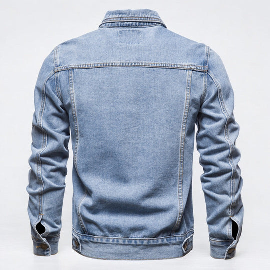 Miesten Denim Takki Pesemätön Tyylillä Kestävä Denim 1