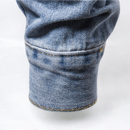 Miesten Denim Takki Pesemätön Tyylillä Kestävä Denim 2