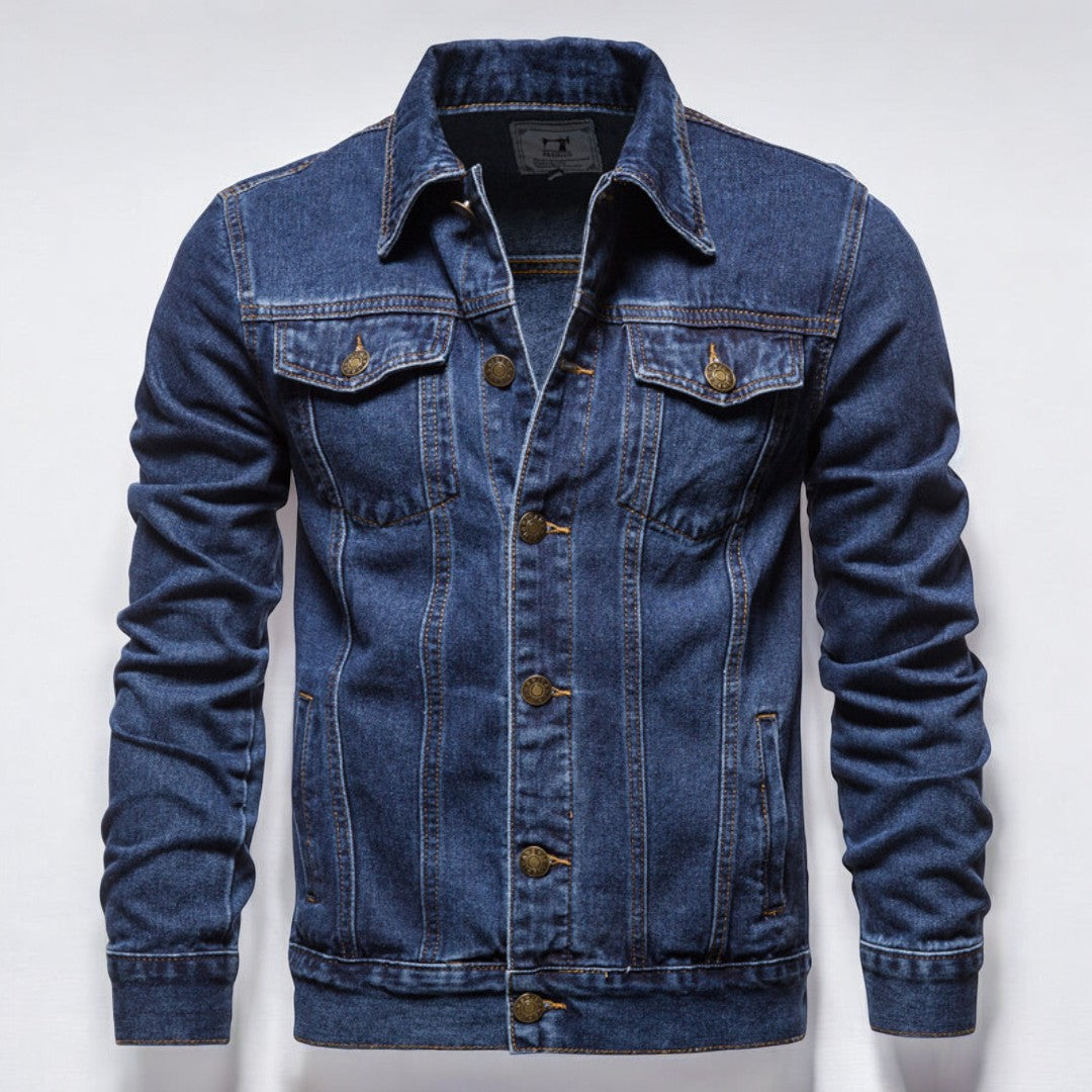Miesten Denim Takki Pesemätön Tyylillä Kestävä Denim 3