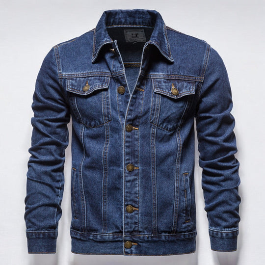 Miesten Denim Takki Pesemätön Tyylillä Kestävä Denim 3