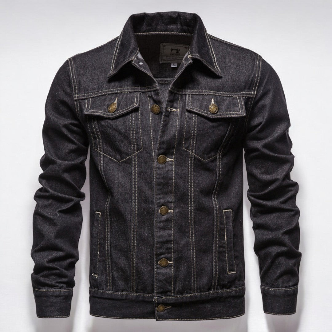 Miesten Denim Takki Pesemätön Tyylillä Kestävä Denim 4