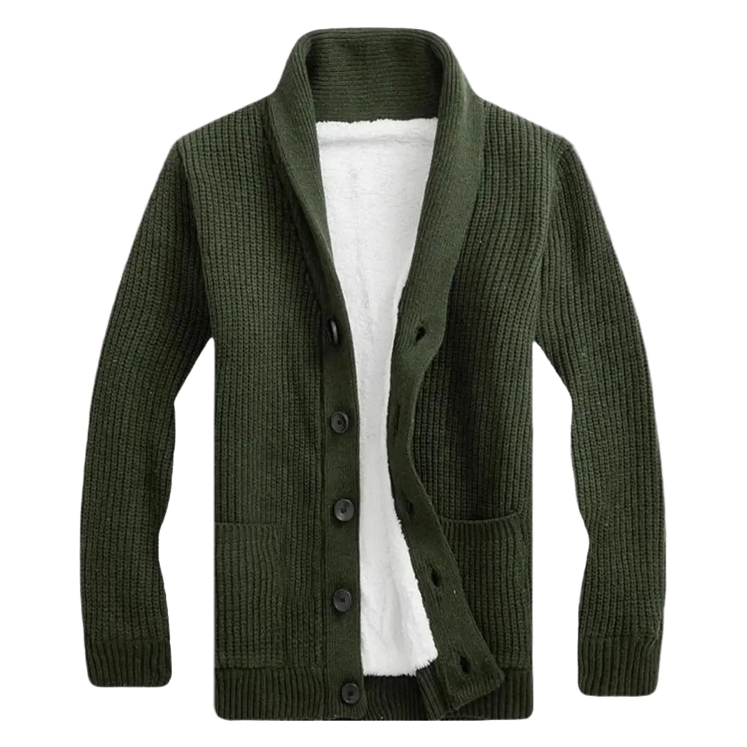 Miesten Fleece-Kofta Sjalkragella 0