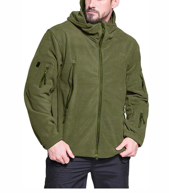 Miesten Fleece-takki Huoodilla ja Vetoketjullisilla Taskuilla 1