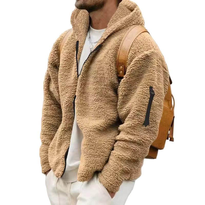 Miesten Fleece-takki Ylipitkä Huppu 0