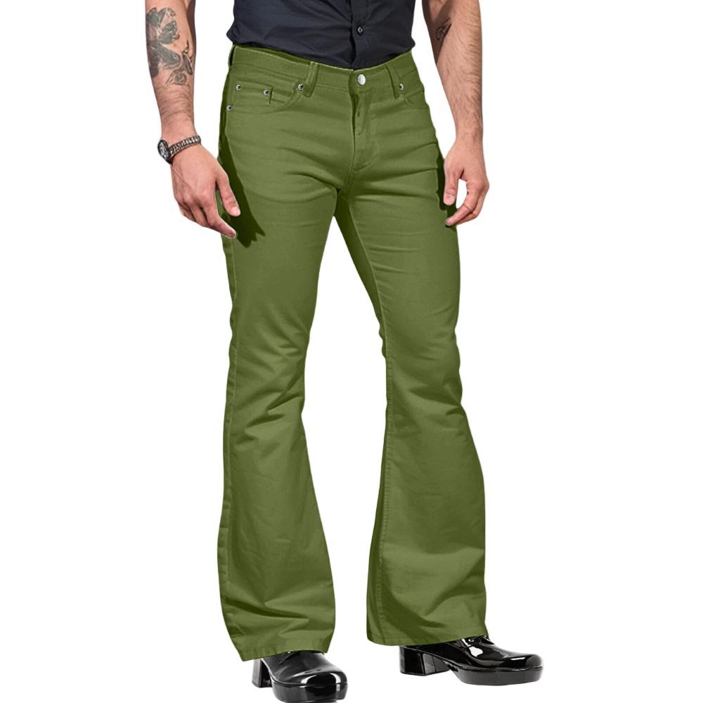 Miesten Housut Retro Flare Leveä Leikkaus Mukava Stretch-Materiaali 0