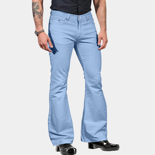 Miesten Housut Retro Flare Leveä Leikkaus Mukava Stretch-Materiaali 1