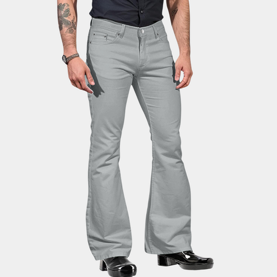 Miesten Housut Retro Flare Leveä Leikkaus Mukava Stretch-Materiaali 2