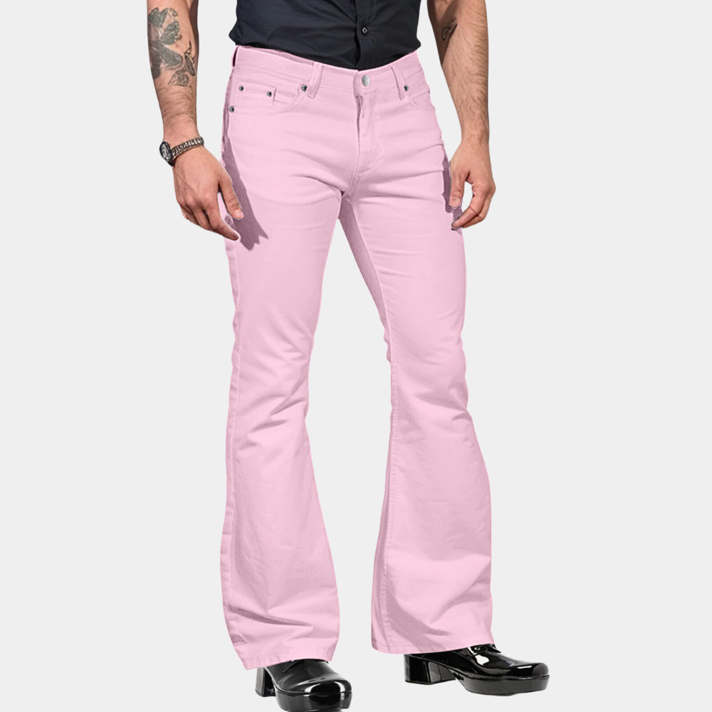 Miesten Housut Retro Flare Leveä Leikkaus Mukava Stretch-Materiaali 3