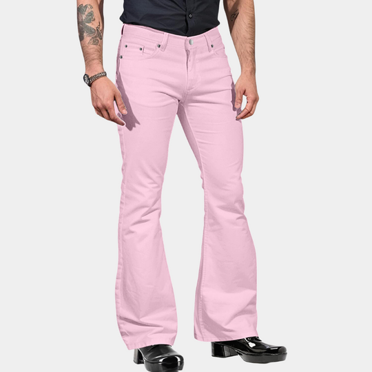 Miesten Housut Retro Flare Leveä Leikkaus Mukava Stretch-Materiaali 3