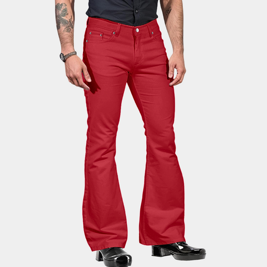 Miesten Housut Retro Flare Leveä Leikkaus Mukava Stretch-Materiaali 4