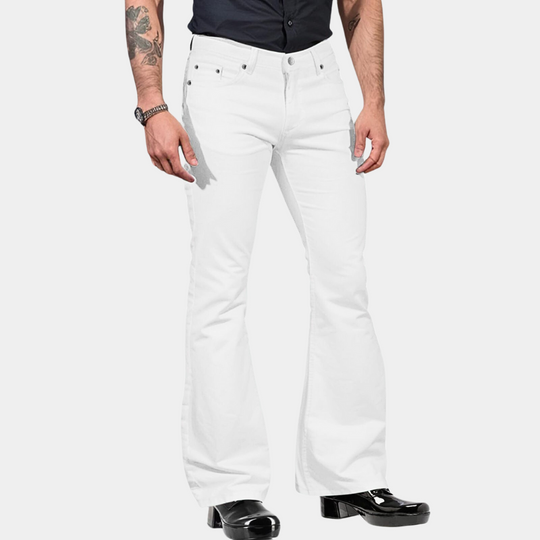 Miesten Housut Retro Flare Leveä Leikkaus Mukava Stretch-Materiaali 5