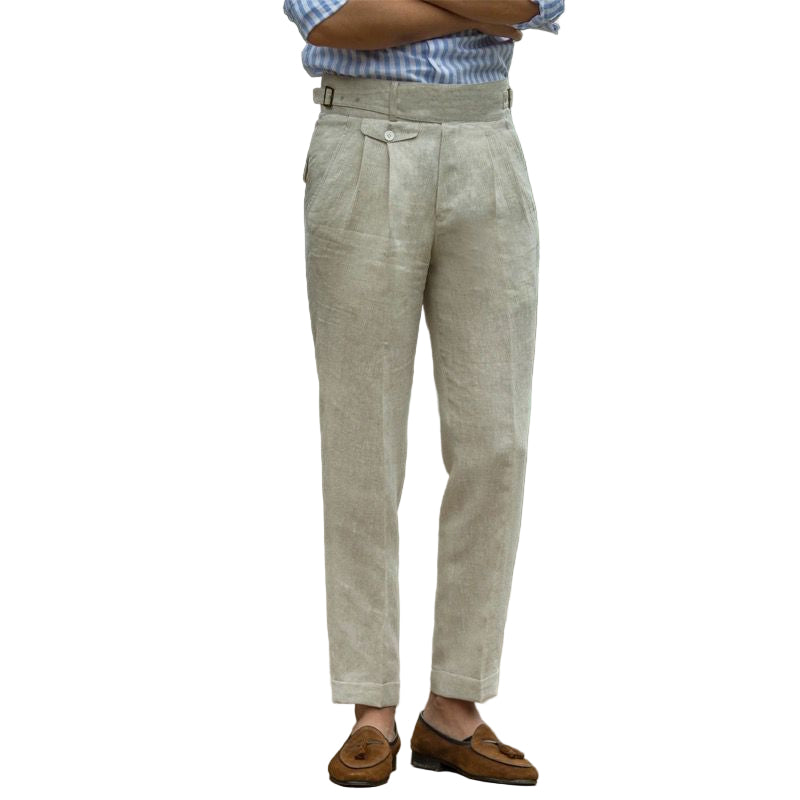 Miesten Housut Slim Fit Korkea Vyötärö Pellava 0