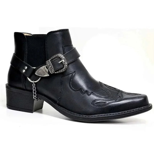 Miesten Korkeat Cowboy-kengät Nahasta Vintage-tyylillä 3
