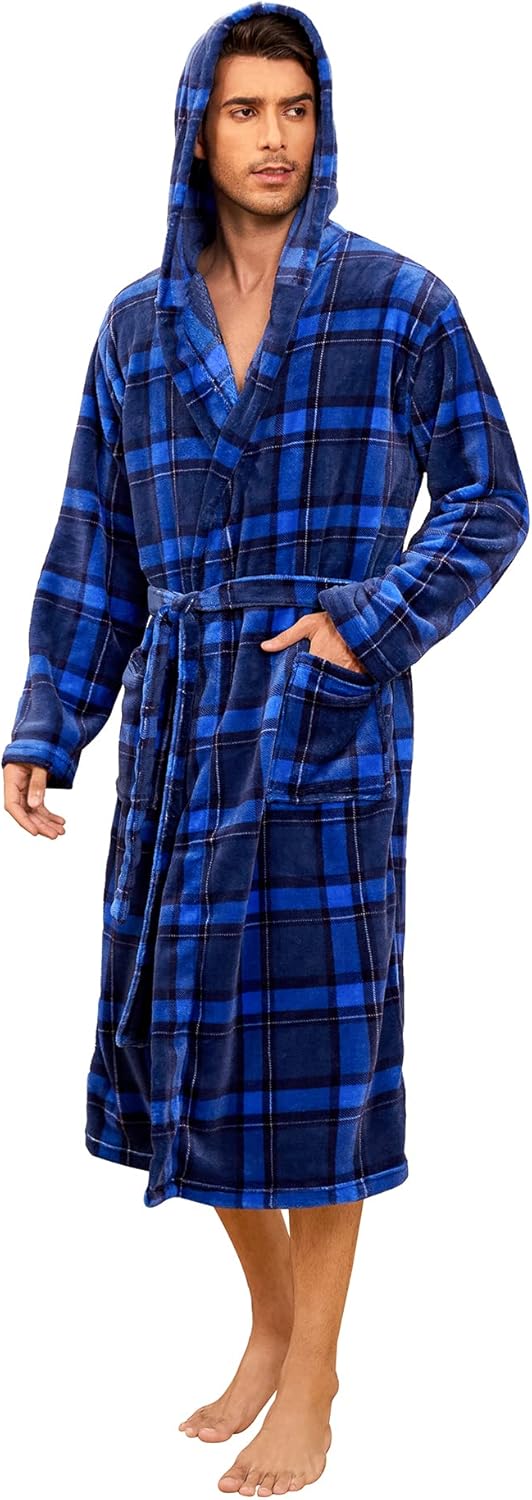 Miesten Kylpytakki Pitkä Fleece-muotoilu Käytännöllisillä Taskuilla 1