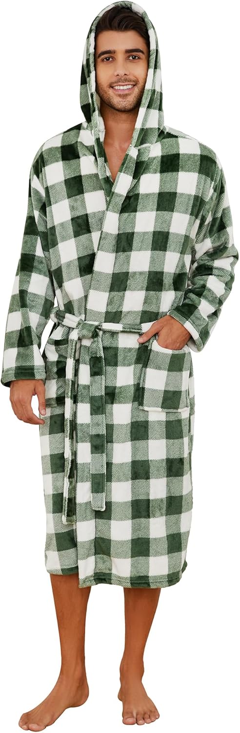 Miesten Kylpytakki Pitkä Fleece-muotoilu Käytännöllisillä Taskuilla 11