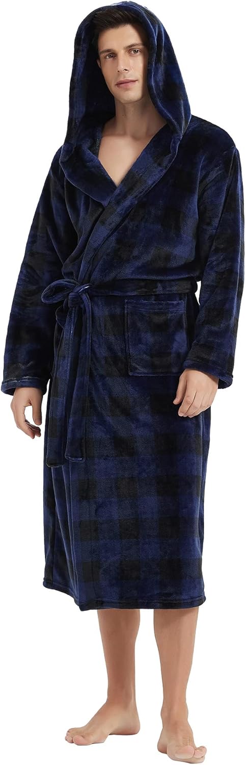 Miesten Kylpytakki Pitkä Fleece-muotoilu Käytännöllisillä Taskuilla 12
