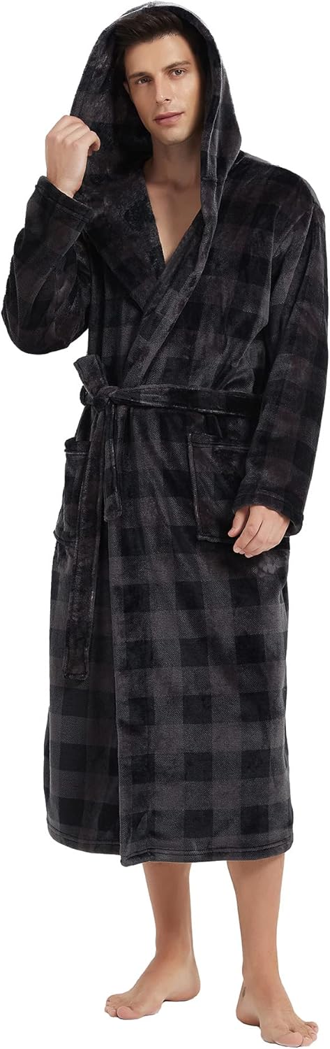 Miesten Kylpytakki Pitkä Fleece-muotoilu Käytännöllisillä Taskuilla 13